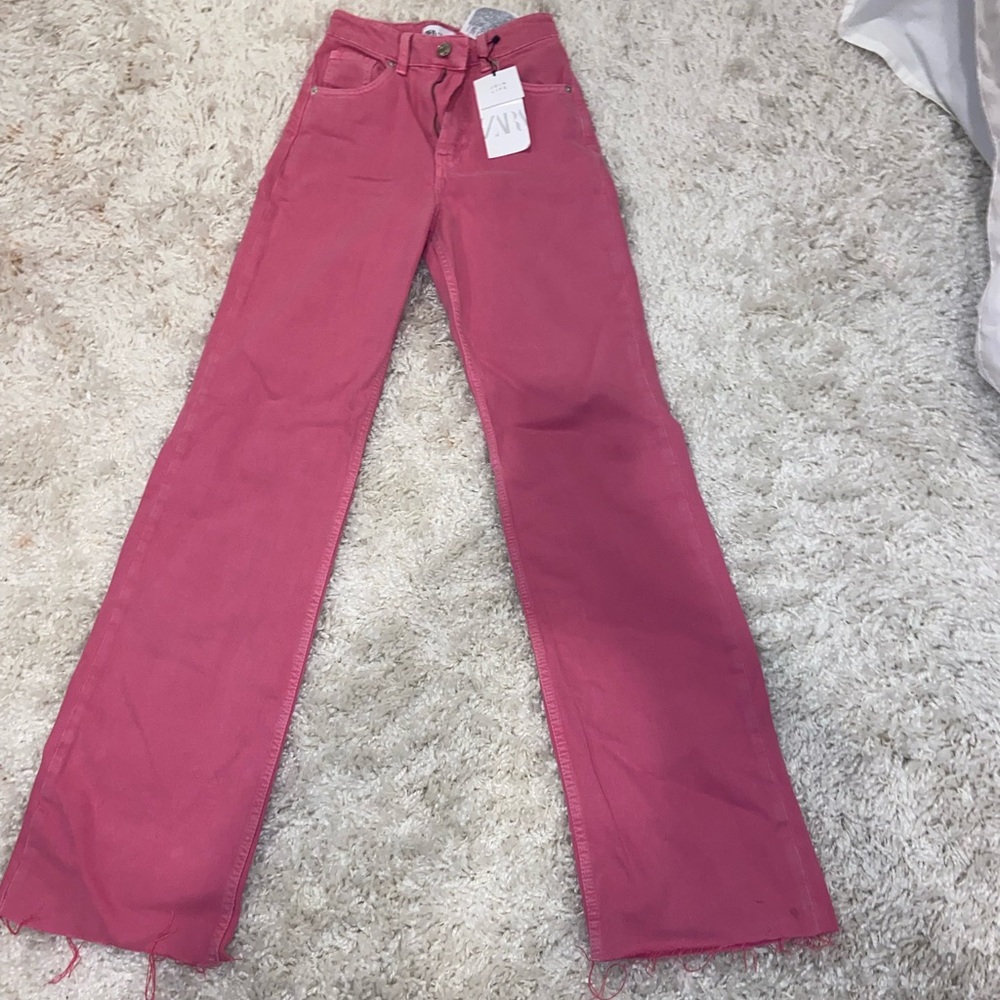 PINK ZARA JEANS HIGH WAIST AND LONG